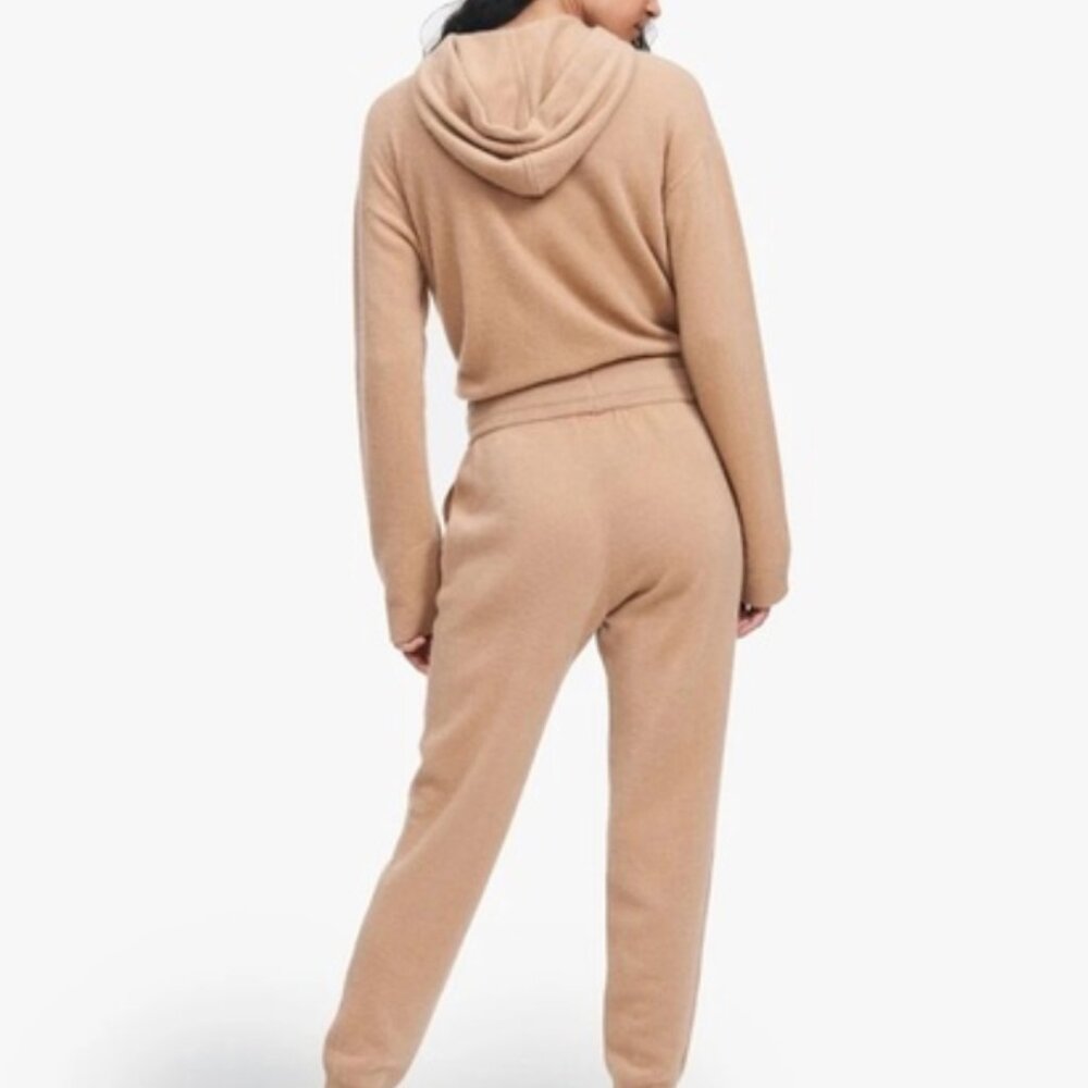 Cashmere Hoodie Sweatpants - Set (Small, Tan/Beige)